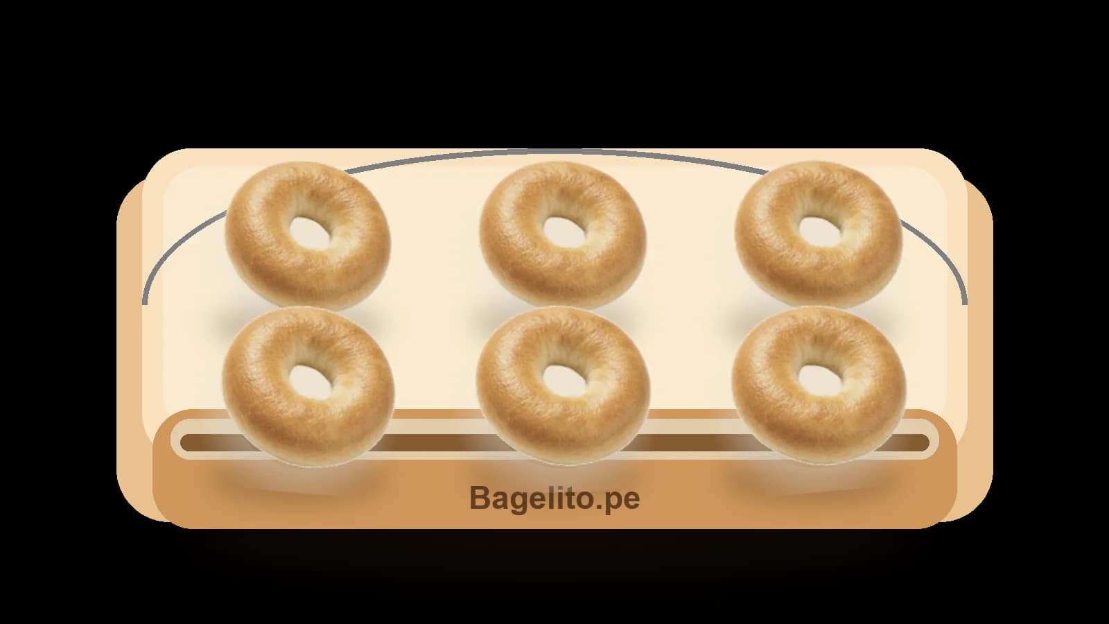Six single flavor handmade Bagelito bagels in a tray