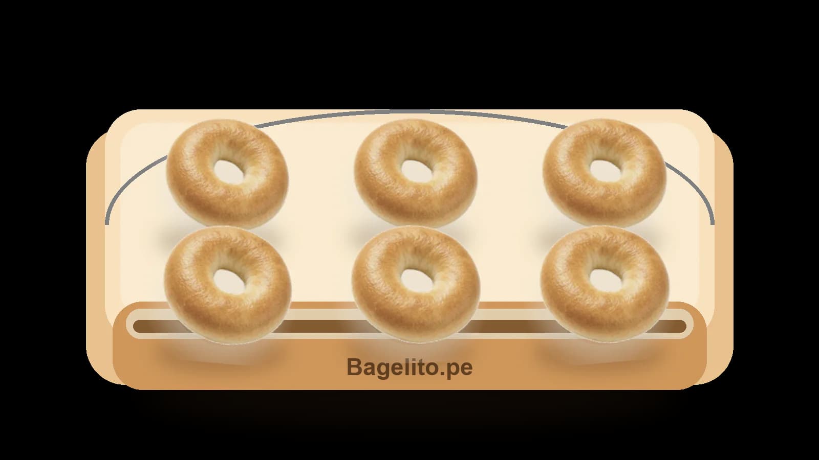Six single flavor handmade Bagelito bagels in a tray